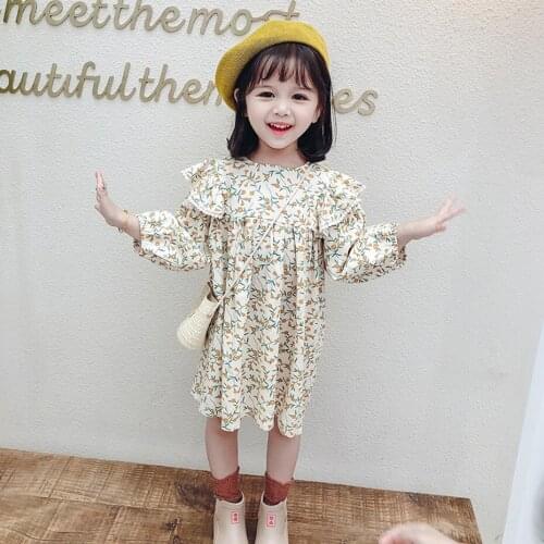 Dress For Girls Floral Pattern Girl Child Dress Casual Style Dress For Kids Spring Autumn Kids Costume