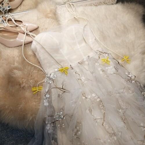 High dress New embroidered waist thin and sexy suspender dress girl summer