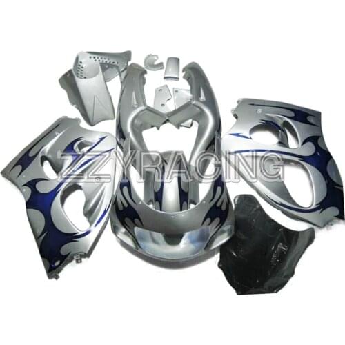 Complete Motorcycle Fairings Kit for Suzuki GSXR600 1996 1997 1998 1999 GSXR750 96 97 98 99 ABS Plastic Body Work Silver Blue