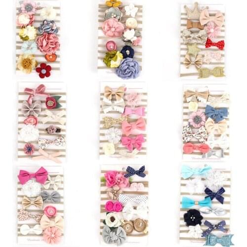 Newborn Baby Girl Headbands 10 Pcs/Set Cute Bows Princess Flower Elastic Baby Headband Hair Band For Girls Hair Accessories