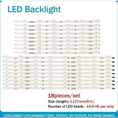 18 pcs LED backlight strip for Samsung UA55JS7200 UE55JU6800 UE55JU6850 UE55JU6870U V5DR_550SCA 550SCB_R0 BN96-38481A 38482A