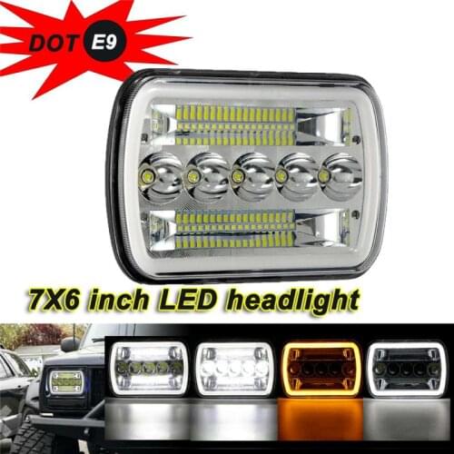 LED Headlight For 1986-1995 Jeep Wrangler YJ 1984-2001 Cherokee XJ 5X7" 7x6" LED Headlight For Cargo Truck Waterproof Headlight