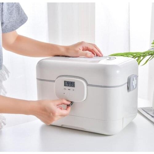 Household medicine storage box with alarm timer reminder intelligent portable Drug box seal dustproof pill organizer box