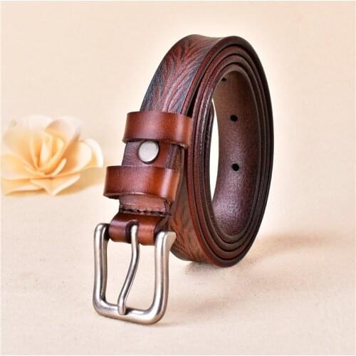 High Quality Cowskin leather Thin Belts for Women Genuine Leather Belt Female Metal Pin Buckle Belt For Jeans