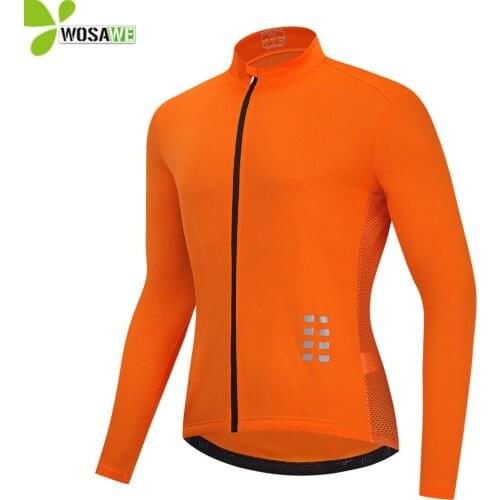 WOSAWE Long Sleeve MTB Jersey Reflective Windproof Breathable Mens Bike Sports Quick Dry Motocross Wear Cycling Jersey