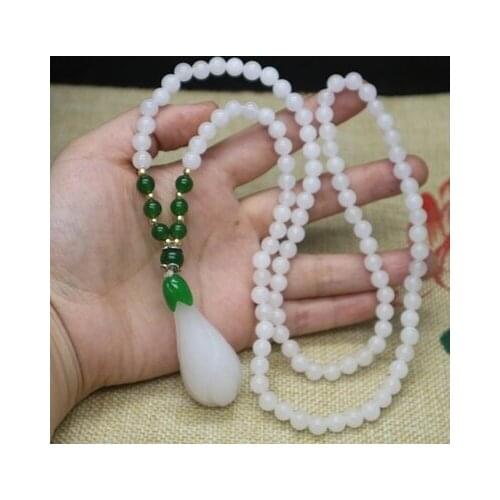 Zheru Jewelry Pure Natural Xinjiang Karamay Gold Jade Necklace Magnolia Flower Pendant Sweater Chain Send Certificate