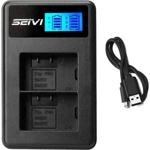 LCD USB Dual Battery Charger for Panasonic Lumix DC-FZ80, DC-FZ81, DC-FZ82,DMC-FZ82,DC-FZ83, DMC-FZ100, DMC-FZ150 Digital Camera