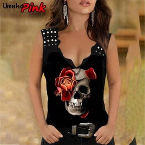 2021 Vintage Oversized T Shirt Womens 2021 Summer Floral Multicolor Rose Print Splicing Vest Top Sleeveless Casual Blouse