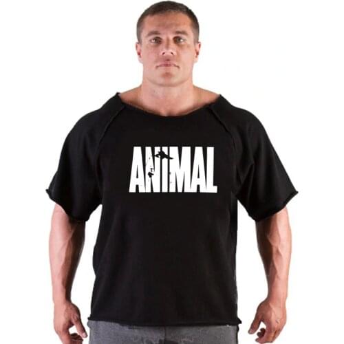 ANIMAL New Men Short Sleeve Cotton t-shirt Summer Casual Fashion Gym Fitness Bodybuilding T shirt Male Loose Tees Tops Clothing