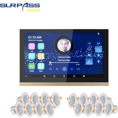 10 Inch WiFi Bluetooth Touch Screen Android 5.1 In-wall Amplifier 3 Inch Bass Coaxial Tweeter Ceiling Speaker Audio System Kit