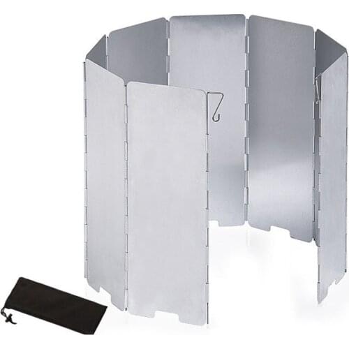 10 Plates Gas Stove Foldable Wind Shield Outdoor Camping Cooking Burner Windproof Screen Aluminium Alloy Picnic Stove Windshield