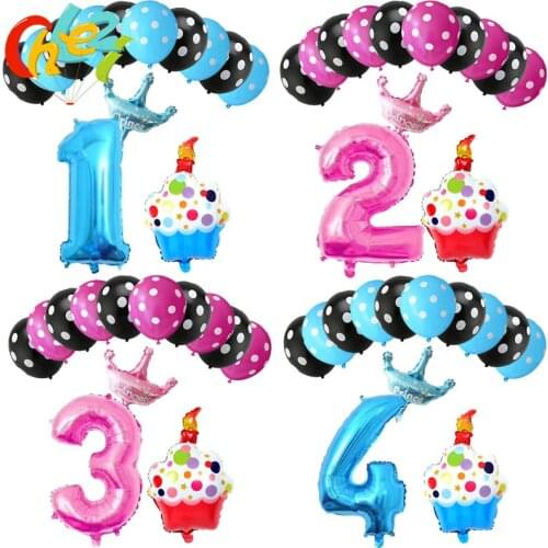 13pcs Pink Blue Theme Birthday Balloons Set Number 1 2 3 Foil Balloon Birthday Party Decoration Cake Globos Kids Toy Baby Shower