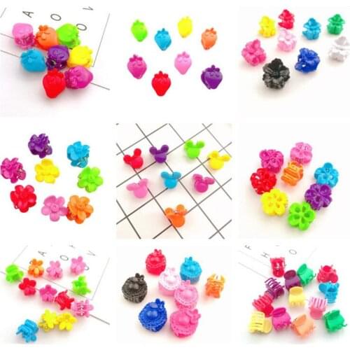 30PCS Random Color Cute Children Girls Hairpins Small Flowers Gripper 4 Claws Plastic Hair Clip Clamp Barrettes Hair Accessories