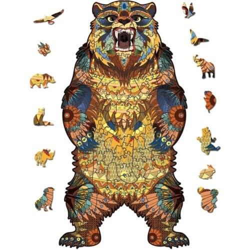 3D Wooden Puzzle For Adults and Kids,Animals Shape Puzzle,Gift Puzzle,Bear Shape Colorful Wooden Puzzles, Wooden Jigsaw Puzzles