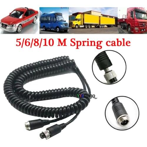 4 Pin Car Vehicle Truck Bus Video Rear View Camera Extension Cord Spring Cable 5/6/8/10 M for Universal Aviation cable