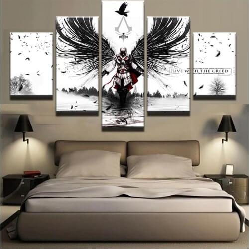 5 Piece Wall Art Canvas Painting Gaming Personage Poster Man With Wings Abstract Nordic Decoration Home Modern Living Room