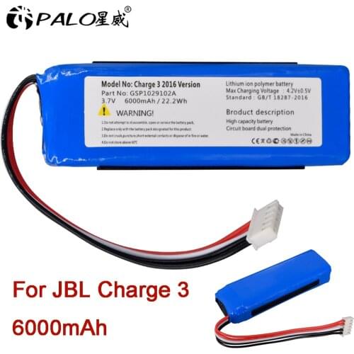3.7V 6000mAh High Capacity Battery Bateria GSP1029102A for JBL Charge 3 Speaker