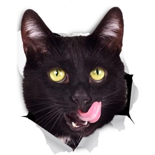 B0582# 13CM 17CM Self-Adhesive Decal Hungry Black Cat Car Sticker Waterproof Auto Decors on Bumper Rear Window Laptop