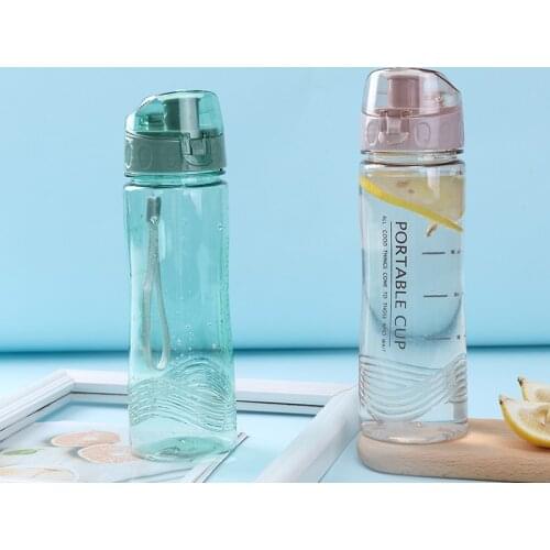 520ML Unisex Transparent Sports Space Cup, Creative Large Mouth Leakproof Students Plastic Water Cup for Household Office School