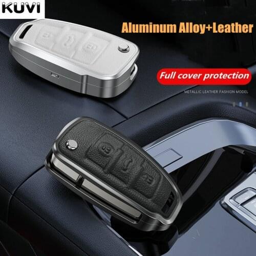 Alloy Leather Car Remote Key Case Cover Protective Shell For Audi C6 R8 A1 A3 Q3 A4 A5 Q5 A6 S6 A7 B6 B7 B8 8P 8V 8L TT RS Sline