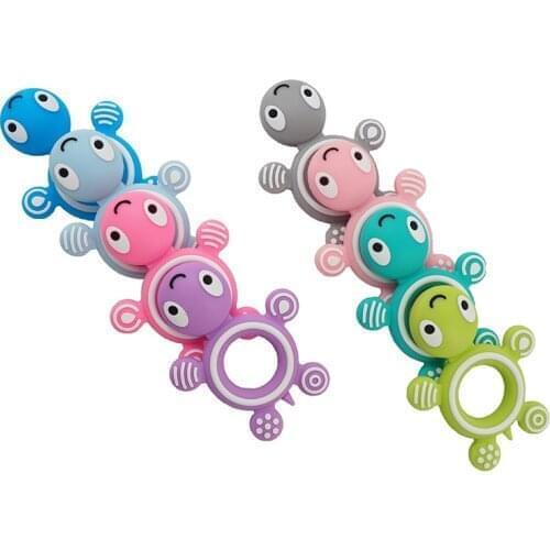 Chenkai 5PCS Baby Silicone Cute Turtle Teethers BPA Free Baby Tiny Rod Teething Food Grade DIY Chew Bracelet Necklace Kids Toys