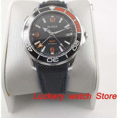 41mm bliger black dial Luminous saphire glass;Ceramic Bezel GMT Automatic movement mens watch BA228