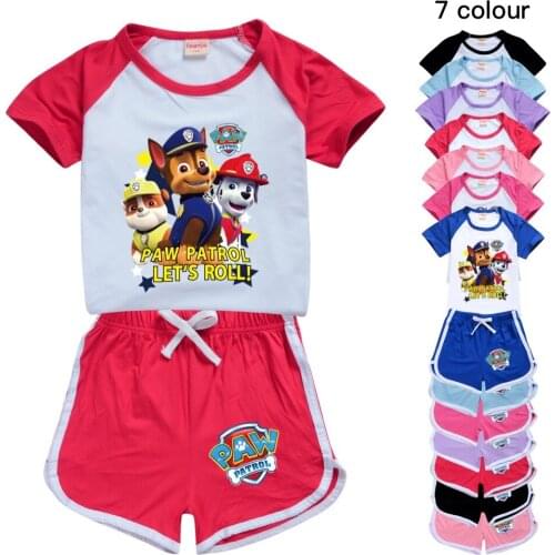 Paw Patrol Boys Fashion T-shirt Shorts Leisure Sports Suit Kids Clothing for Girls Teenage Tops Suit Sleep Set