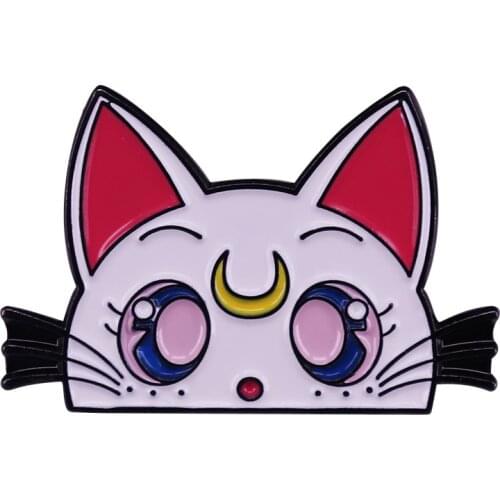 Anime Cartoon Minako Guardian Cat Artemis Luna Enamel Brooch Pins Badge Lapel Pin Alloy Metal Fashion Jewelry Accessories Gifts