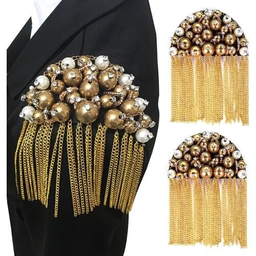2pc Epaulets / Glittering multi-functional coat clothing accessories / Handmade epaulette pendants Tassel / Epaulettes / Brooch