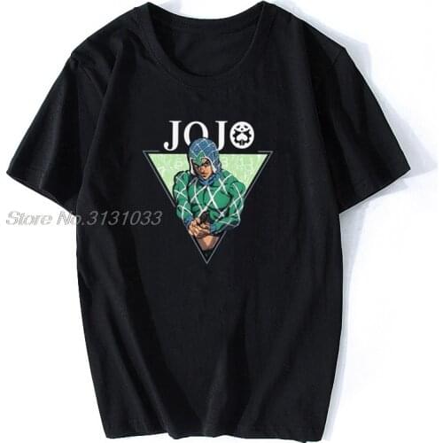 Cool Jojo Bizarre Adventure Tshirt For Men Short Sleeves Manga Guido Mista Tee Shirts Slim Fit Cotton t-shirt Gift
