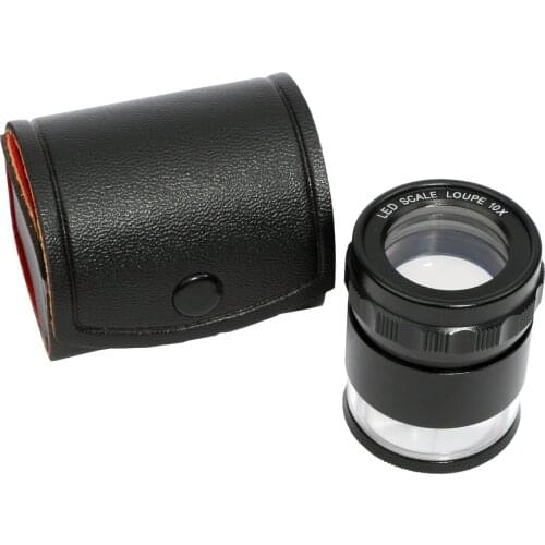 GEMTRUE 10X Illuminated Handheld Jeweler Eye Loupe Multifunctional Tool LED Light Scale Magnifier