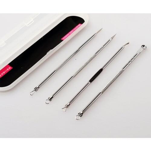 Stainless Steel Acne Needles. Multifunctional Blackhead Removal Tool. 4-piece Facial Skin Care Tool Needle Facial Pore Cleanser
