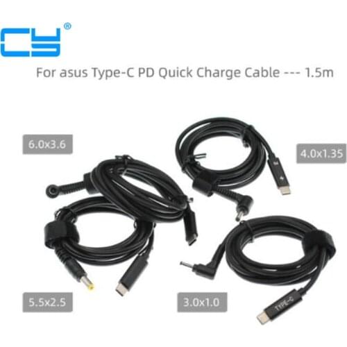 Type C USB-C Input to DC 3.0*1.1mm 4.0*1.35mm 6.0*3.6mm 5.0*2.5mm Power PD Charge Angled Cable for Laptop 18-20V