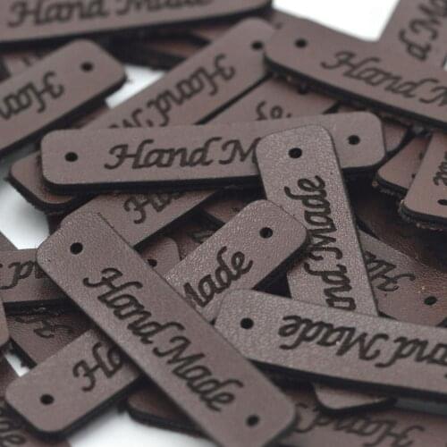 KALASO 20pcs Handmade Labels Clothes Garment Leather Labels Hand Made Tags Caps Bags Gifts DIY Sewing Crafy Supplies