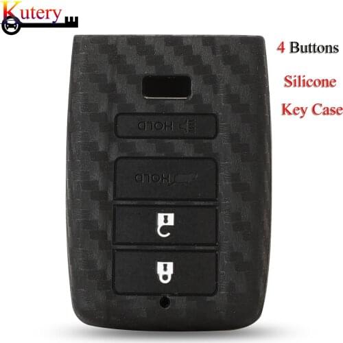 Kutery Silicone Rubber Car Key Cover Case For Honda Mugen Acura Carbon Fiber Remote Key Protecor 4 Buttons
