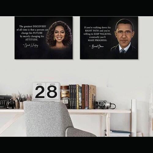 Hot Selling Black Inspirational Posters English Quotes Obama Mandela Character Classroom Study Mural Vintage Room Decor