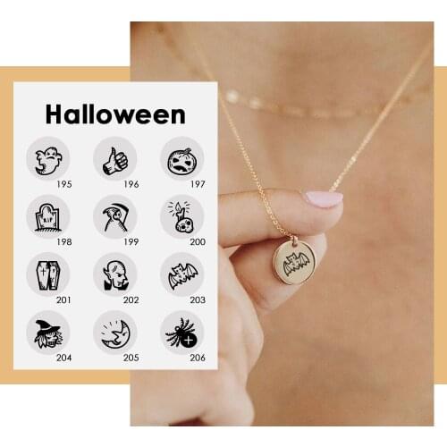 JUJIE Fashion Creative Halloween Necklace Stainless steel Laser Ghost Pendant Necklace for Women Jewelry Custom pattern