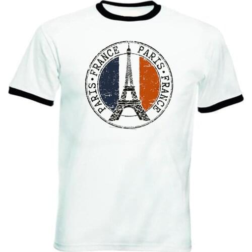 MenS T-Shirts Summer Style Fashion Swag Men Hot Sale FRANCE PARIS 1 - NEW BLACK RINGER COTTON T-Shirt Men Clothing