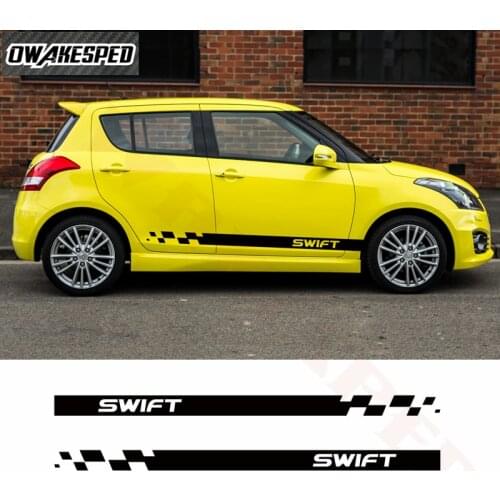 Racing Stripes Car Door Side Skirt Sticker For Suzuki Swift Sport Styling Auto Body Decor Vinyl Decals Exterior Accessories