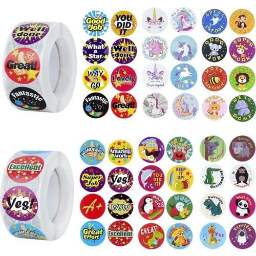 500pcs/roll Reward Stickers Encouragement Sticker for Kids Cute Motivational Stickers for Students Teachers Supply Stationery