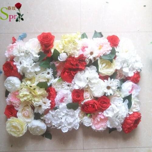 SPR RED rose flower wall panels wedding backdrop artificial flower row arch runner decorative flore arrangement