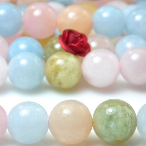 Natural Morganite Smooth Round Loose Beads Wholesale Gemstone Semi Precious Stone Bracelet Necklace Diy Jewelry Making Design