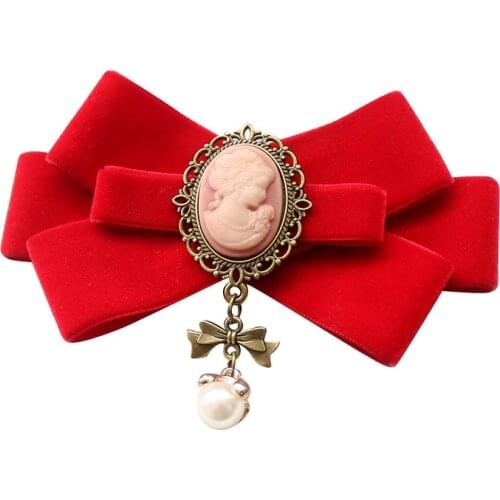 New Handmade Red Velvet Bow Tie Womens Shirt Collar Flower Professional Dress Student Bank Accessories Bowties Gifts for Women