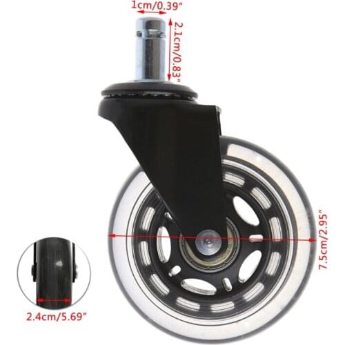 OOTDTY Universal 3" PU Style Office Chair Wheels Replacement Rolling Caster