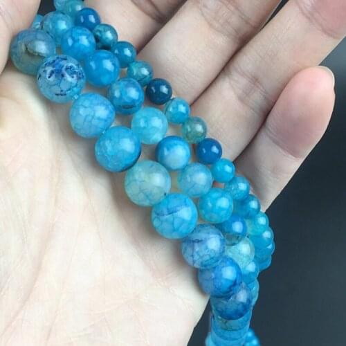 Wholesale Blue Fire Veins Agates Natural Stone Beads Round Loose Spacer Beads For Jewelry Making DIY Bracelet Necklace 6/8/10mm