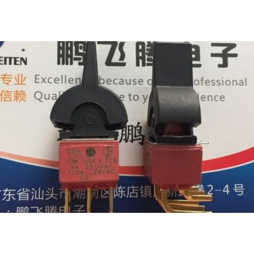 Original new 100% E215 toggle switch 6pin 3gear bend foot double self reset hull plate toggle switch 3A 250VAC