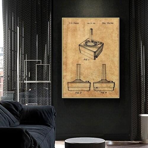 Atari Controller patent, gaming wall art ,posters,room decor,vintage print,blueprint, gift idea,game wall Decorations