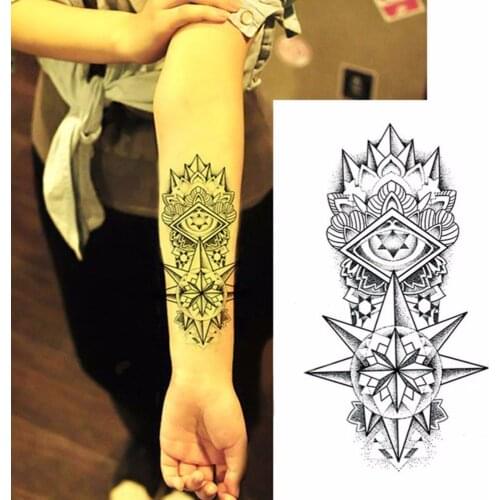 Transfer Tattoo Stickers Sexy Fake Black Totem Spray Waterproof Tatto Design New Men Temporary Tattoos Shoulder Lower Arm