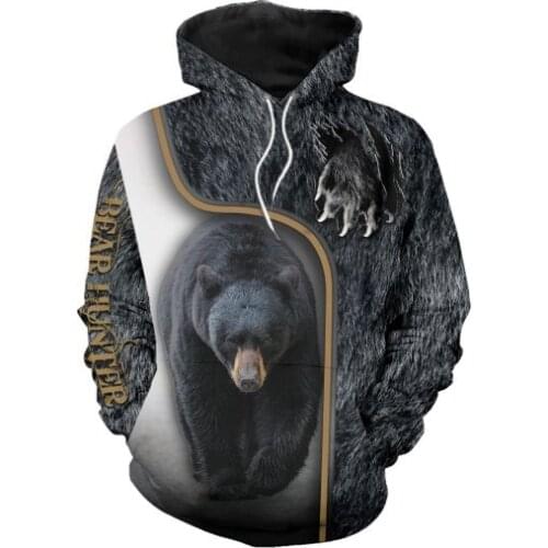 PLstar Cosmos bear HUNTING 3D All Over Printed Shirts 3D Print Hoodie/Sweatshirt/Zipper Man Women big black bear