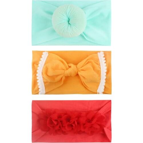 3Pcs Baby Floral Headband Girls Kids Elastic Bowknot Headwear Hair Accessories Bows Hairband Set New Arrival